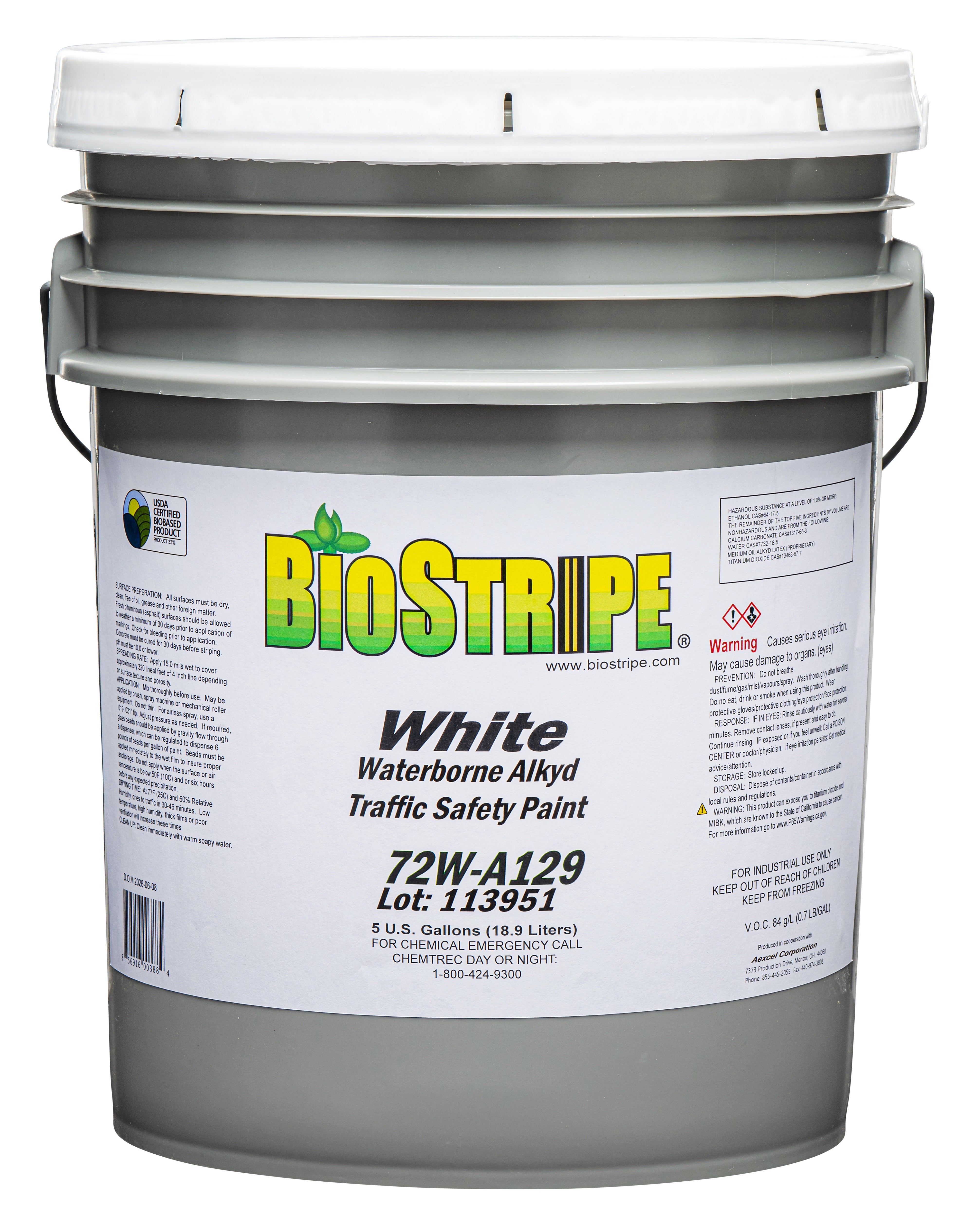 Aexcel BioStripe® Soy-based Eco-friendly Traffic & Zone Marking Paint, Waterborne Alkyd