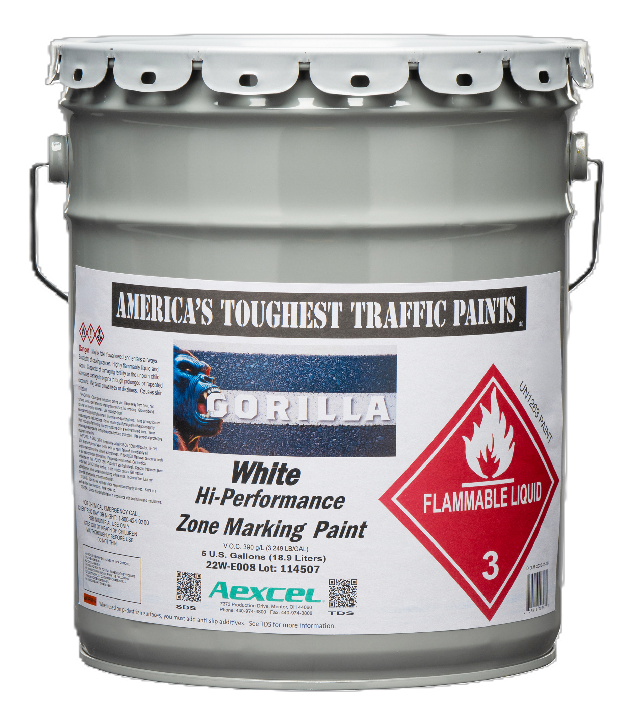 Aexcel Gorilla™ High-Performance Traffic & Zone Marking Paint, Solvent-Based