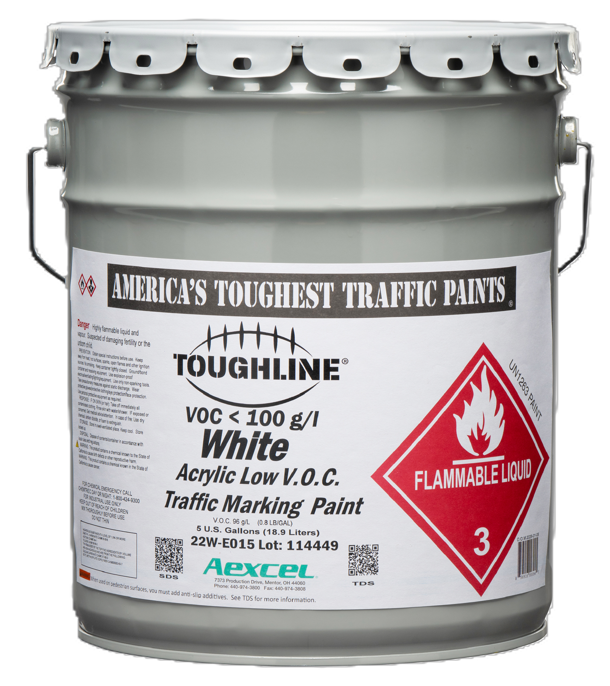Aexcel Toughline® Low VOC 15-Minute Dry Traffic & Zone Marking Paint, Solvent-Based